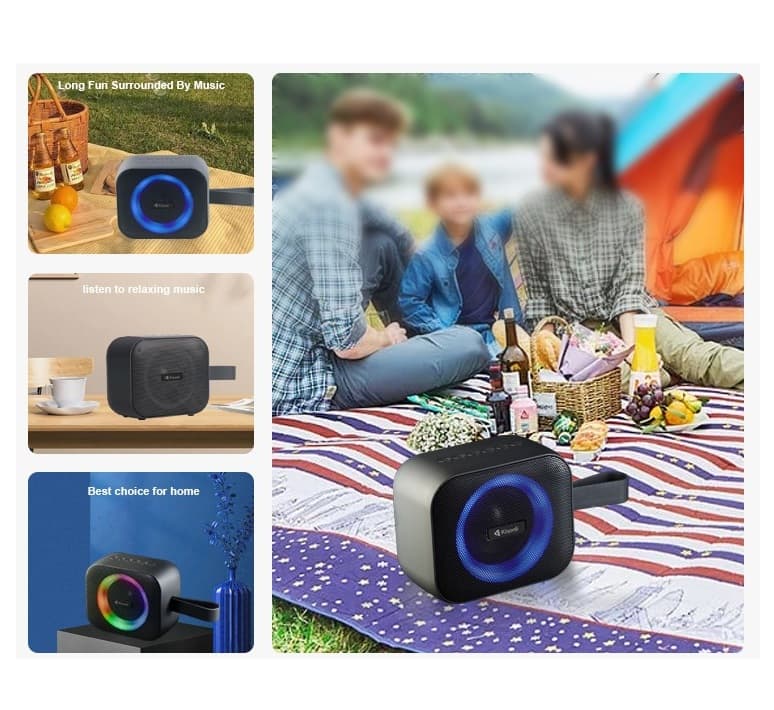 Kisonli S12 Bluetooth Speaker With RGB Light Portable Wireless Speaker AUX/TF Card/U Disk/USB view 5