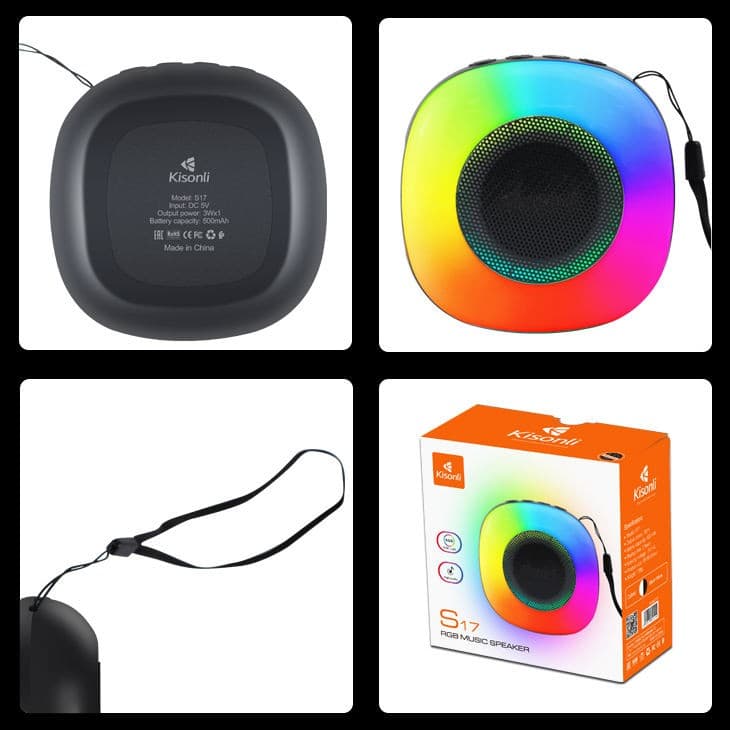 KISONLI S17 Bluetooth 5.0 Colorful Light RGB Portable Speaker view 5