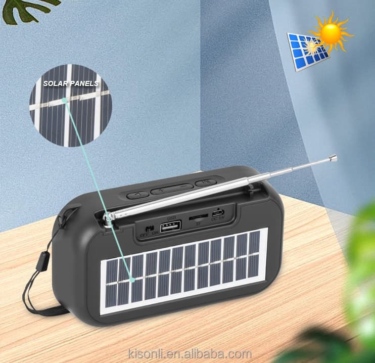 Kisonli SC01 Solar Panel Portable Bluetooth Speaker BT FM Radio view 2