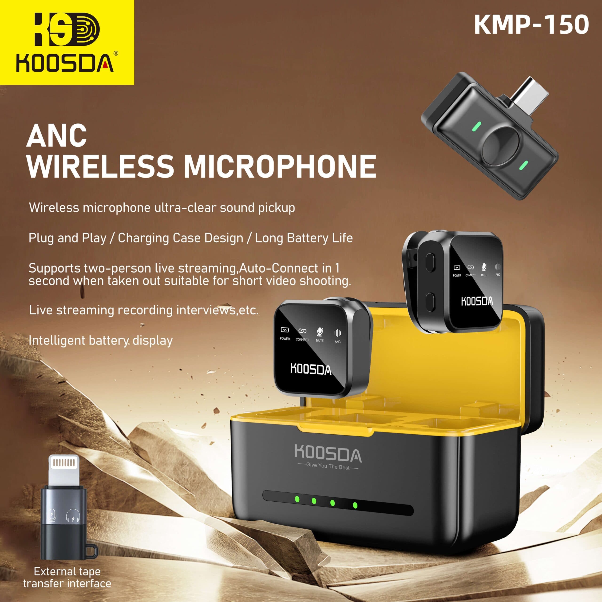 KOOSDA KMP 150 Collar Clip ANC/ENC Wireless Microphone 2 In 1 view 2