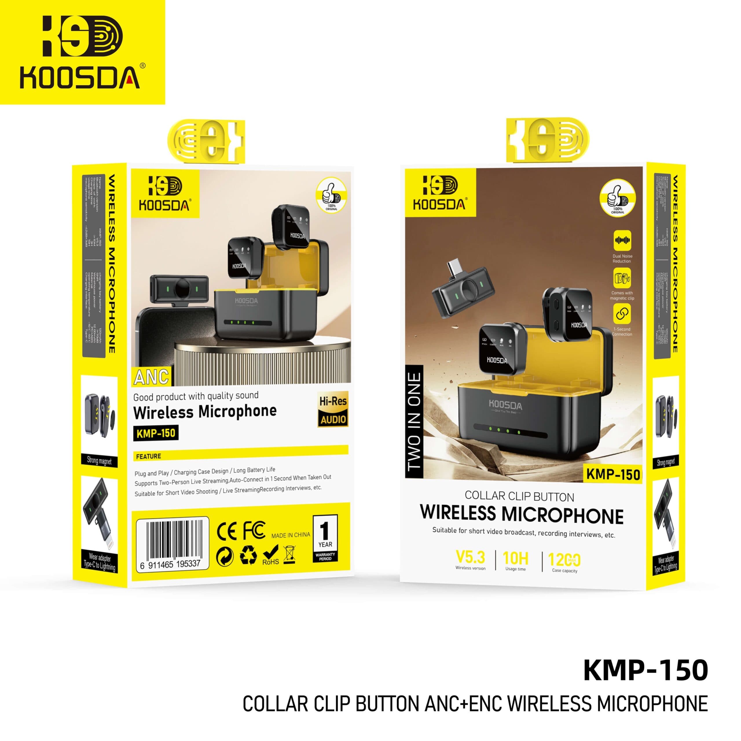 KOOSDA KMP 150 Collar Clip ANC/ENC Wireless Microphone 2 In 1 view 3