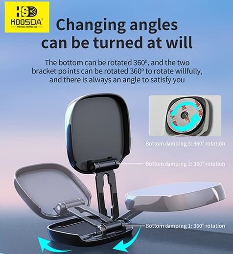 KOOSDA KSD H09 Universal 360° Rotating Adjustable Ultra Thin Folding Car Magnetic Phone Holder view 4