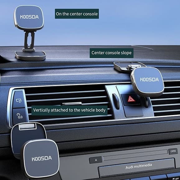 KOOSDA KSD H09 Universal 360° Rotating Adjustable Ultra Thin Folding Car Magnetic Phone Holder view 3