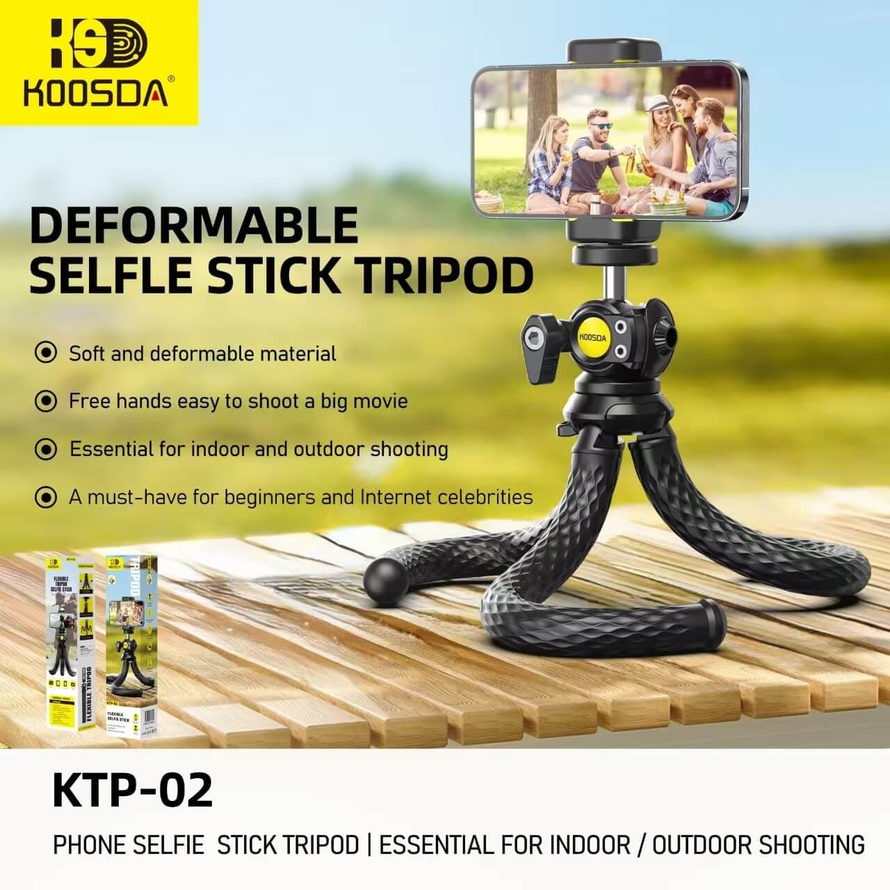 Koosda KTP 02 Deformable Selfie Stick Tripod view 3