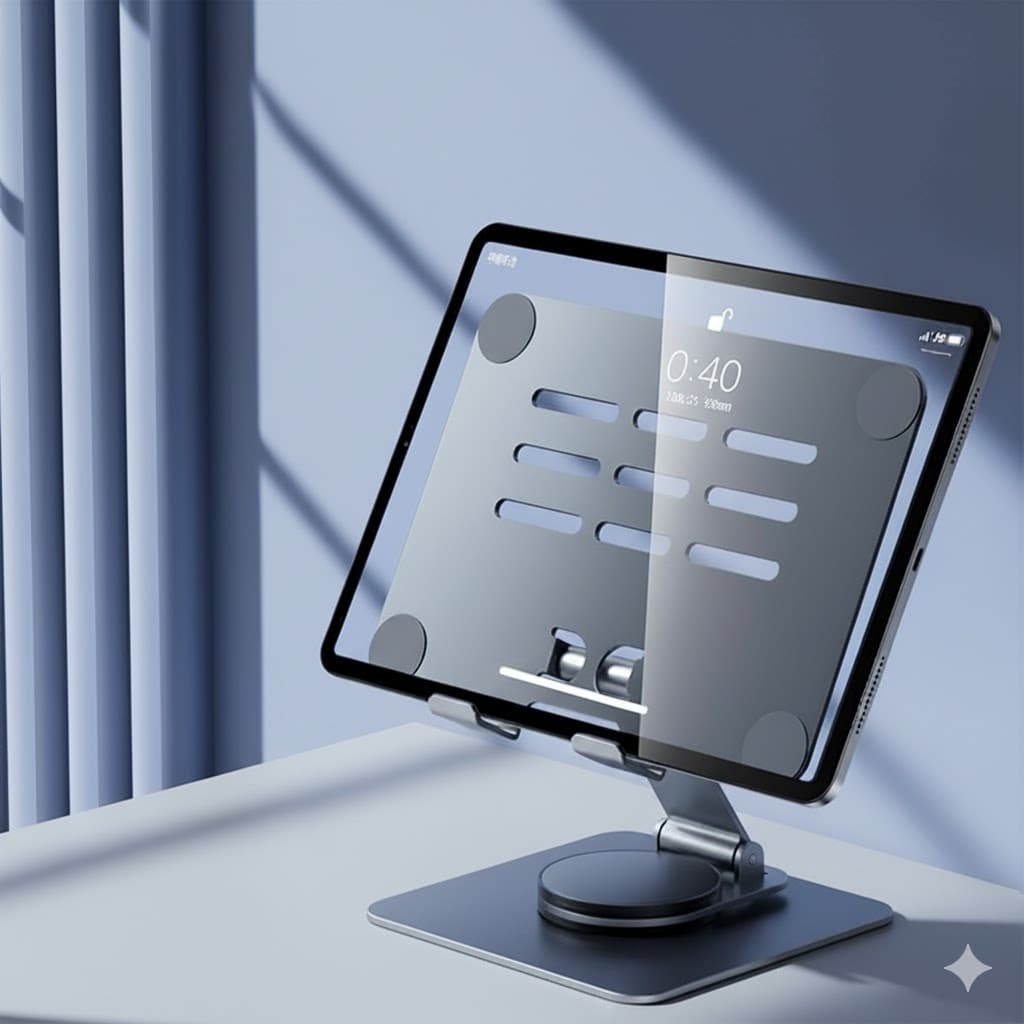 L003 360° Rotatable Metal Foldable Desktop Tablet Stand view 1