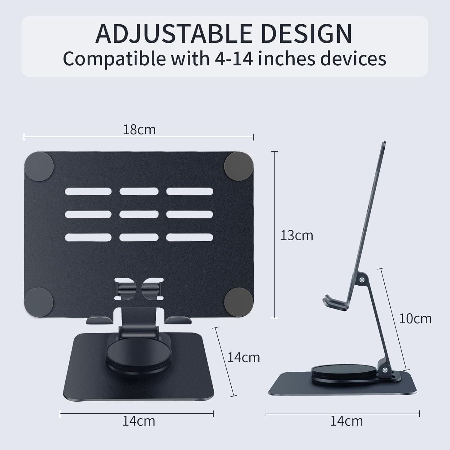 L003 360° Rotatable Metal Foldable Desktop Tablet Stand view 4