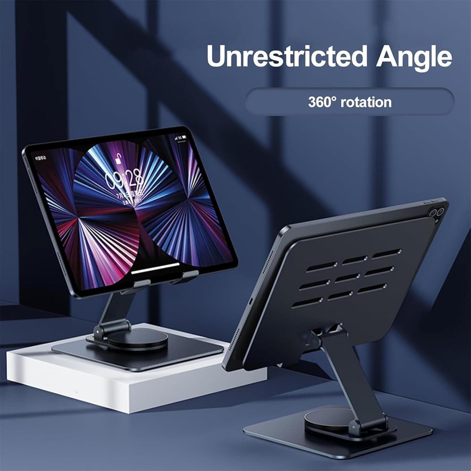 L003 360° Rotatable Metal Foldable Desktop Tablet Stand view 2