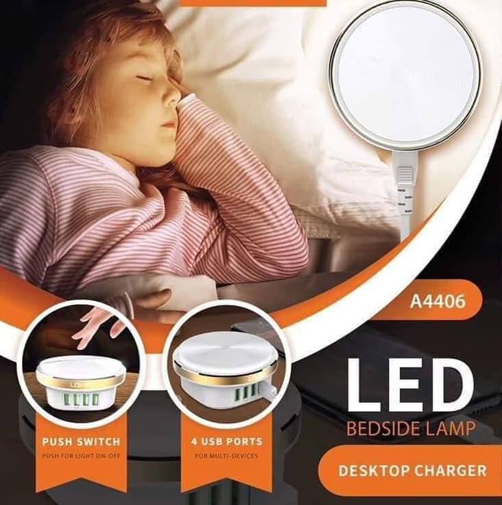 LDNIO A4406 4 Port USB LED Press Lamp Fast Charger view 3