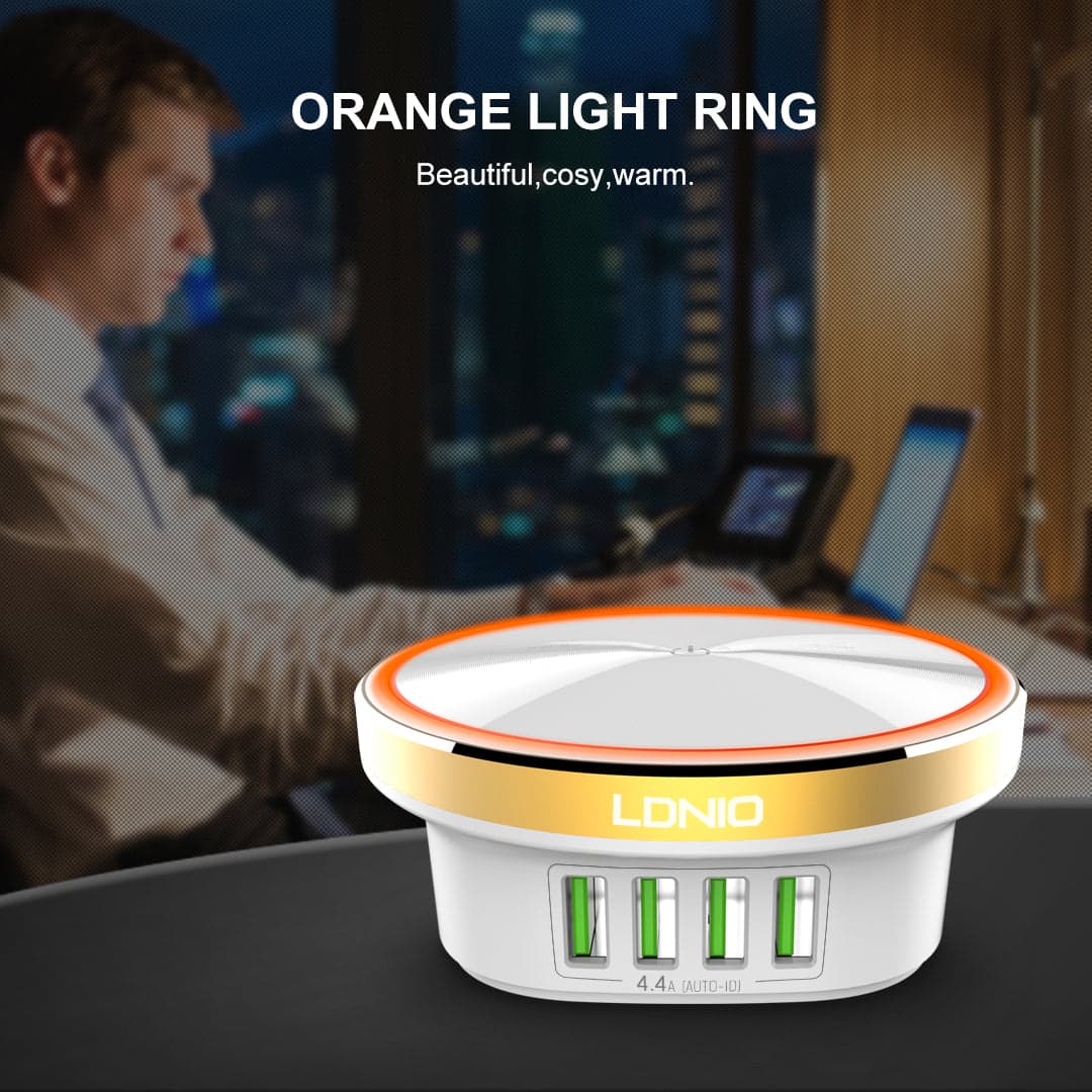 LDNIO A4406 4 Port USB LED Press Lamp Fast Charger view 4
