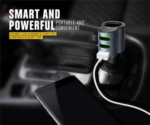 LDNIO CM11 3 Ports Universal Mobile Phone 5.1A Car-Charger Power Adapter With Cigarette Lighter Socket view 2