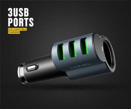 LDNIO CM11 3 Ports Universal Mobile Phone 5.1A Car-Charger Power Adapter With Cigarette Lighter Socket view 4