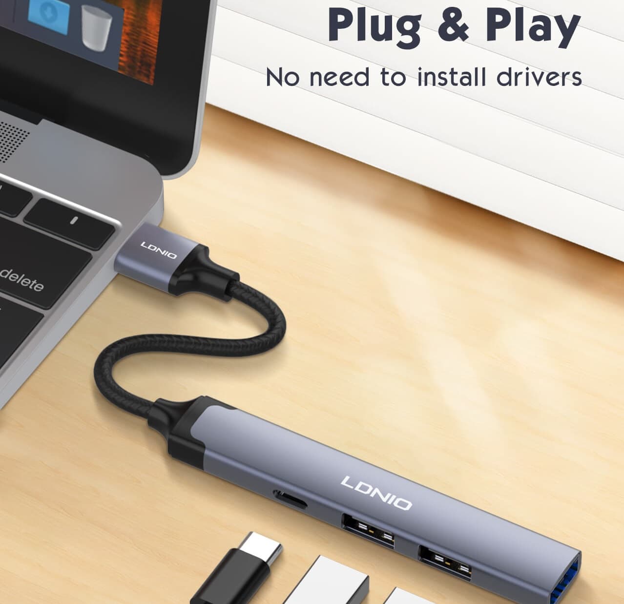LDNIO DS 44C 4 In 1 USB Hub Dock Station view 2