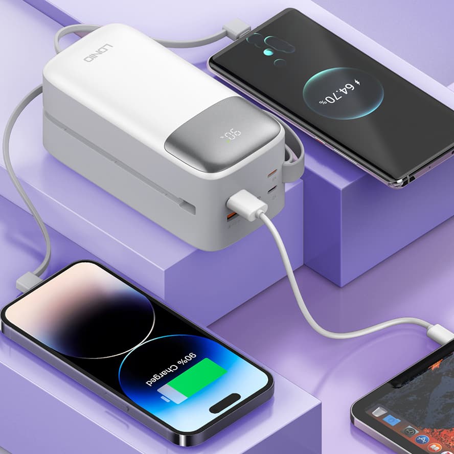 LDNIO PQ50 50000mAh Power With Attached Cables view 3