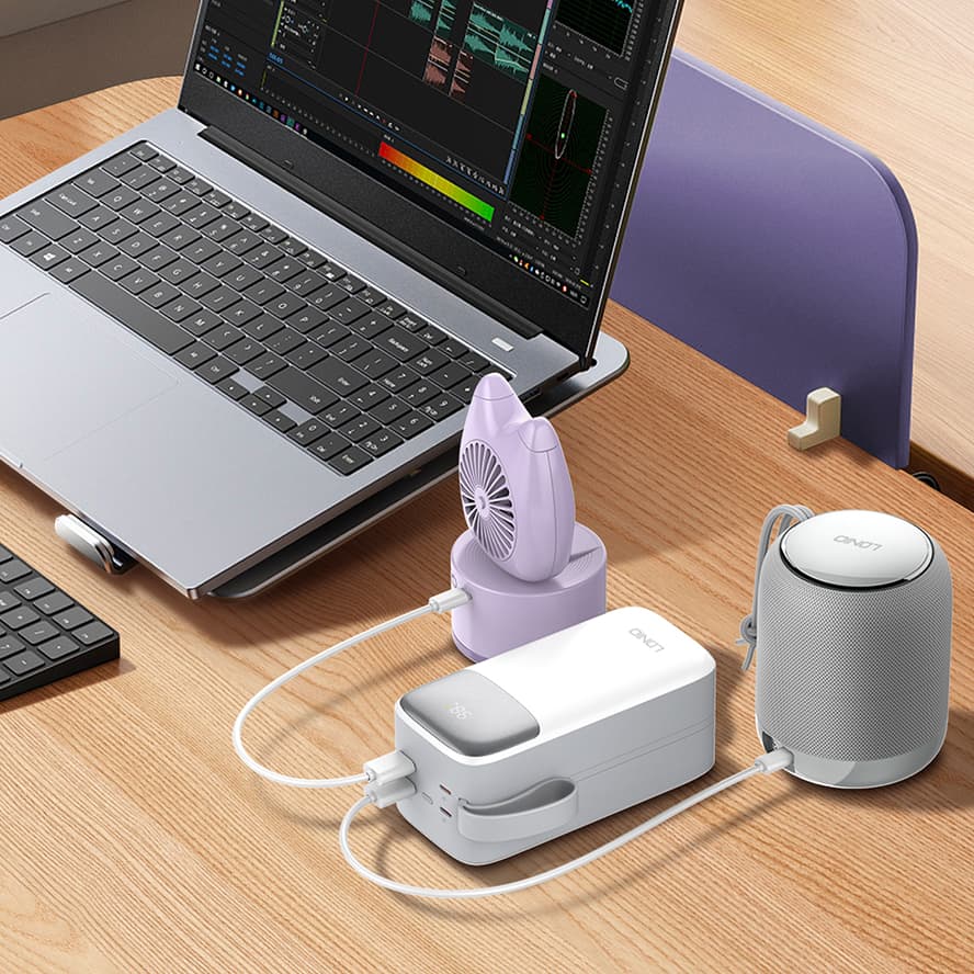 LDNIO PQ50 50000mAh Power With Attached Cables view 2