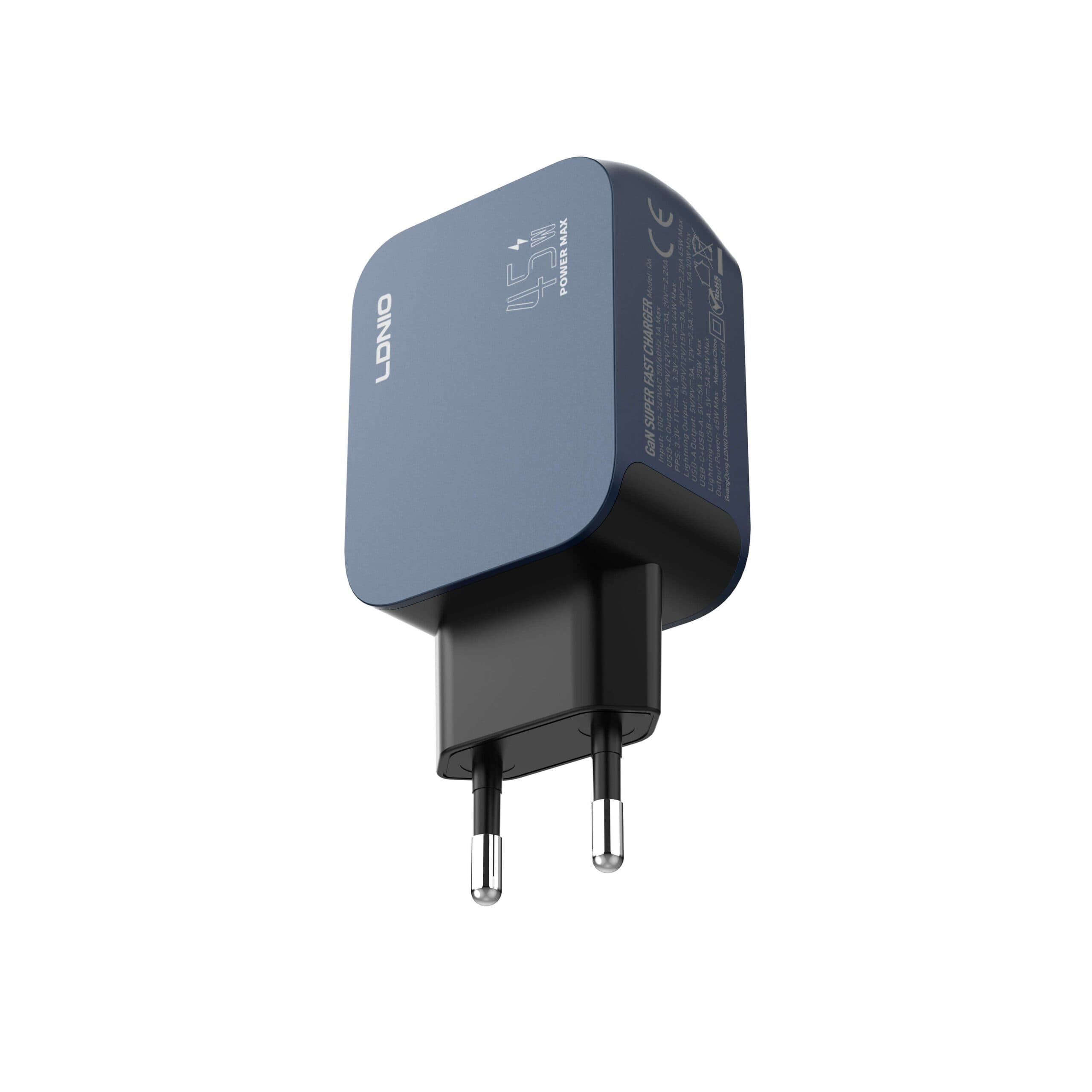 LDNIO Q6 45W USB-C/A Super Fast Charger EU Pin view 1