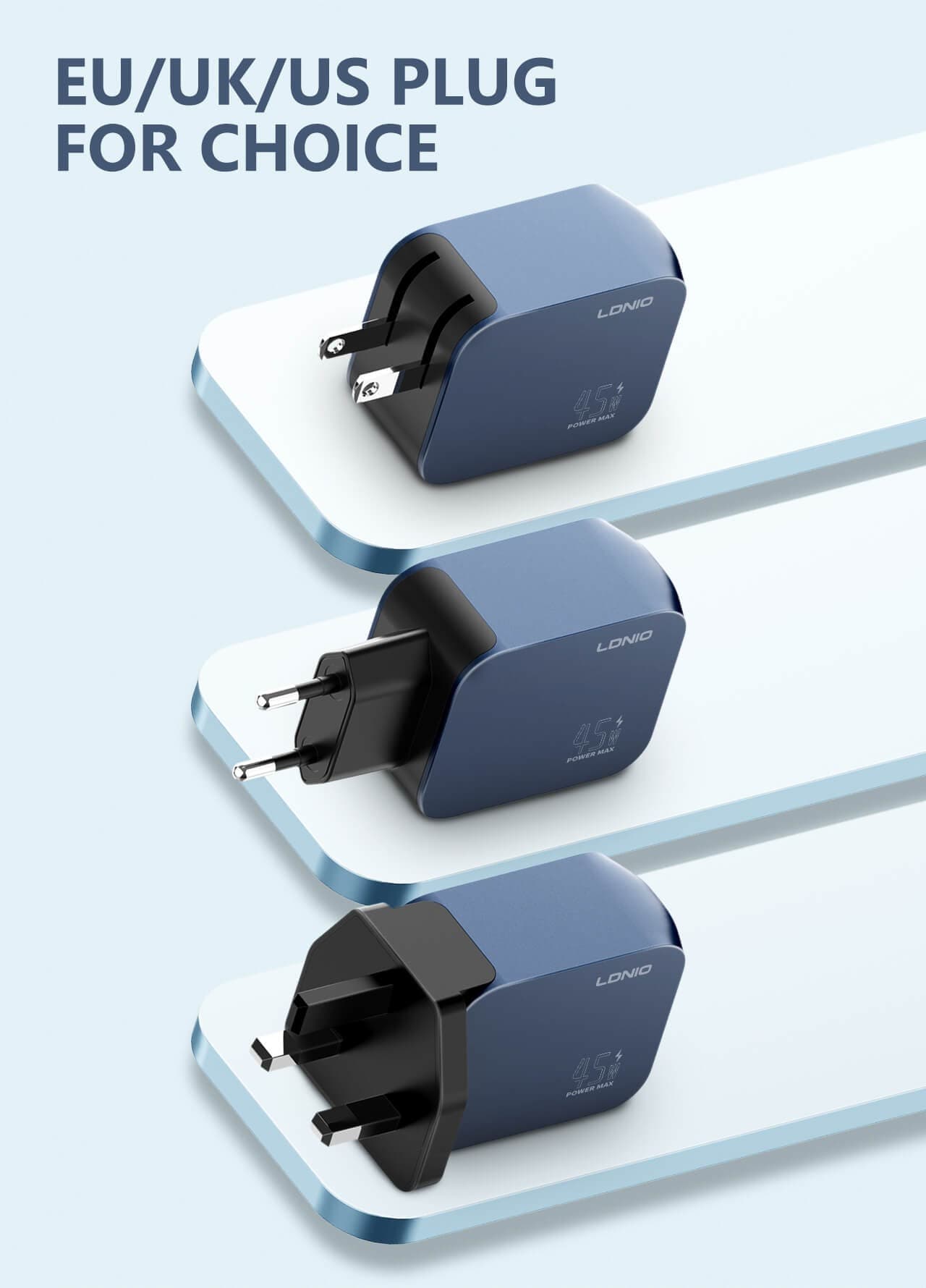 LDNIO Q6 45W USB-C/A Super Fast Charger EU Pin view 5