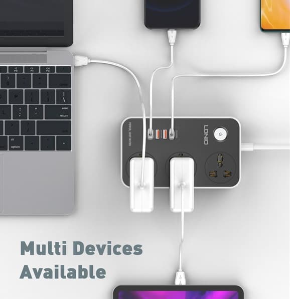 LDNIO SC3412 3 AC Outlets Universal Power Strip Multiplug view 3