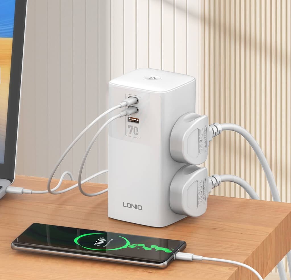 LDNIO SC4383 GaN 70W PD Adapter Multifunction Chargers Power Strip Extension Socket Power Cord view 2