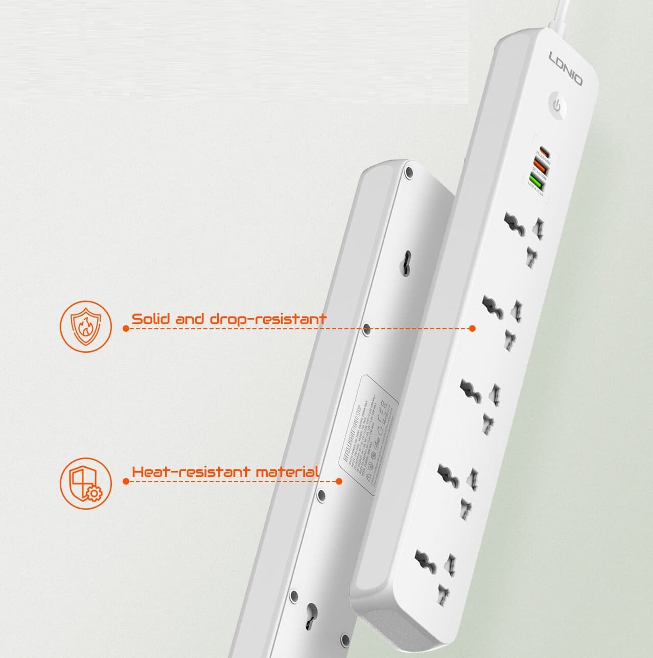 LDNIO SC5319 Multi Socket Extension Lead with 5 AC 3 USB Power Socket Plug Extender 2M view 2