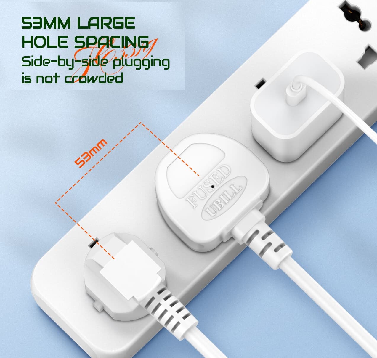 LDNIO SC5319 Multi Socket Extension Lead with 5 AC 3 USB Power Socket Plug Extender 2M view 3