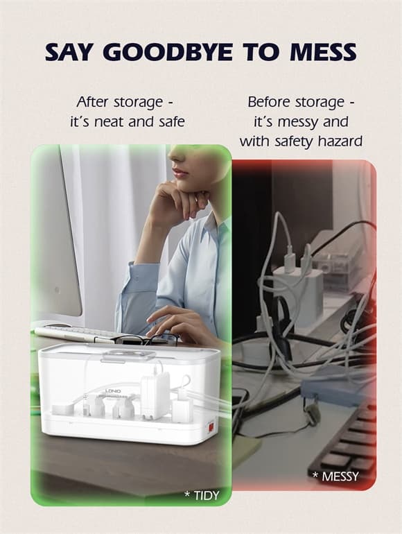 LDNIO SN5311W Smart Outlets Power Socket Storage Box With Wireless Charging view 4