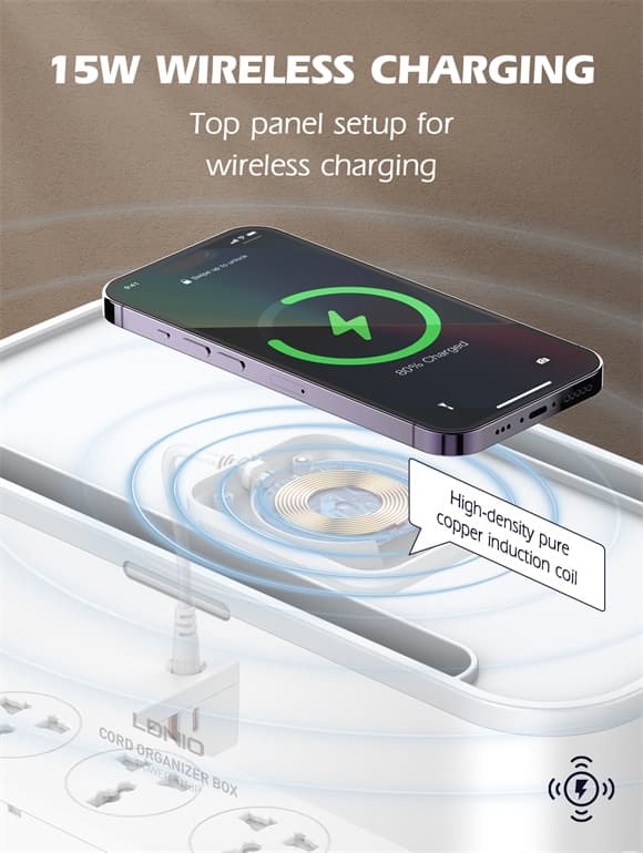 LDNIO SN5311W Smart Outlets Power Socket Storage Box With Wireless Charging view 5
