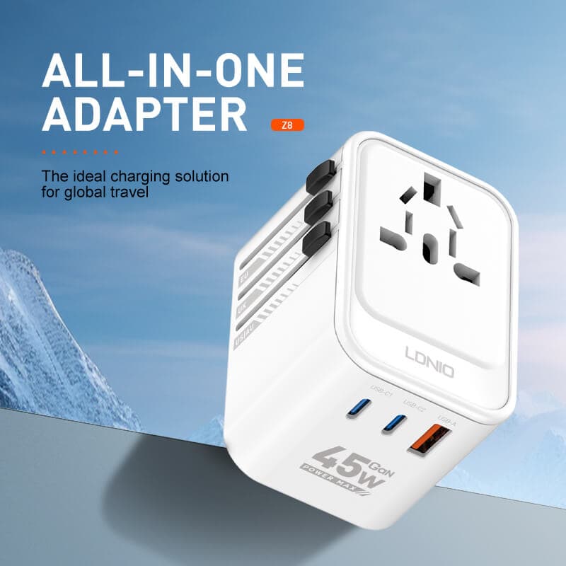 LDNIO Z8 3 USB Ports 45W GaN Travel Adapter view 1