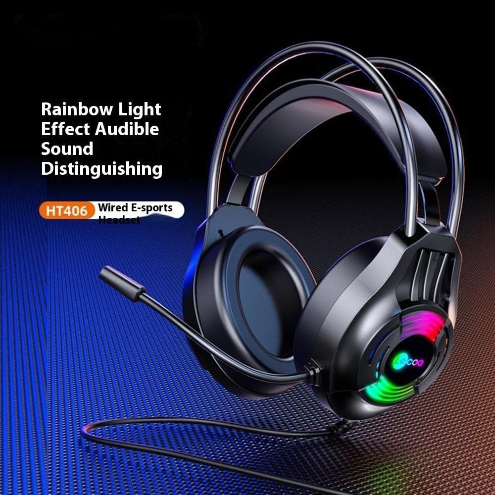 Lenovo HT406 Wired USB Gaming Headset  RGB LED And Mic view 2