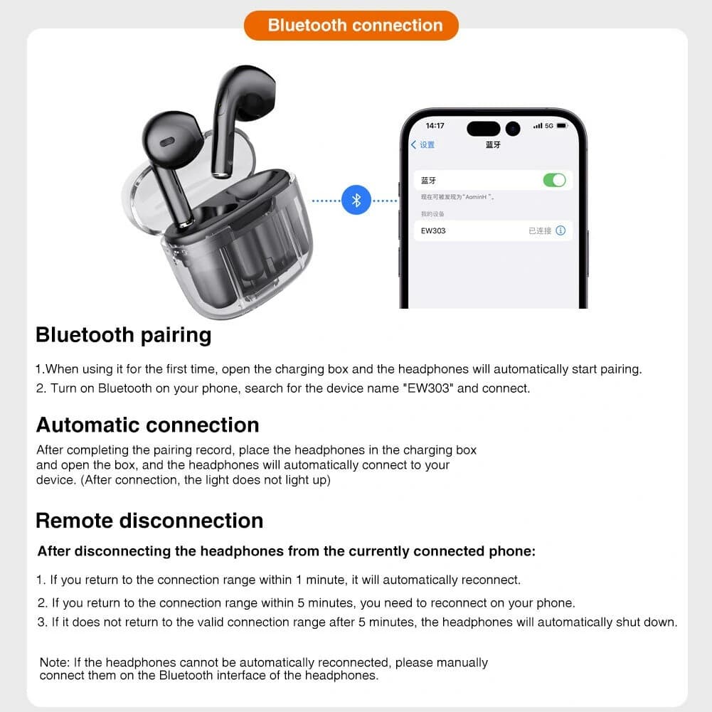 Lenovo Lecoo EW303 TWS Bluetooth 5.3 Earphones With Mic Touch Control Semi In Ear Earbuds view 5