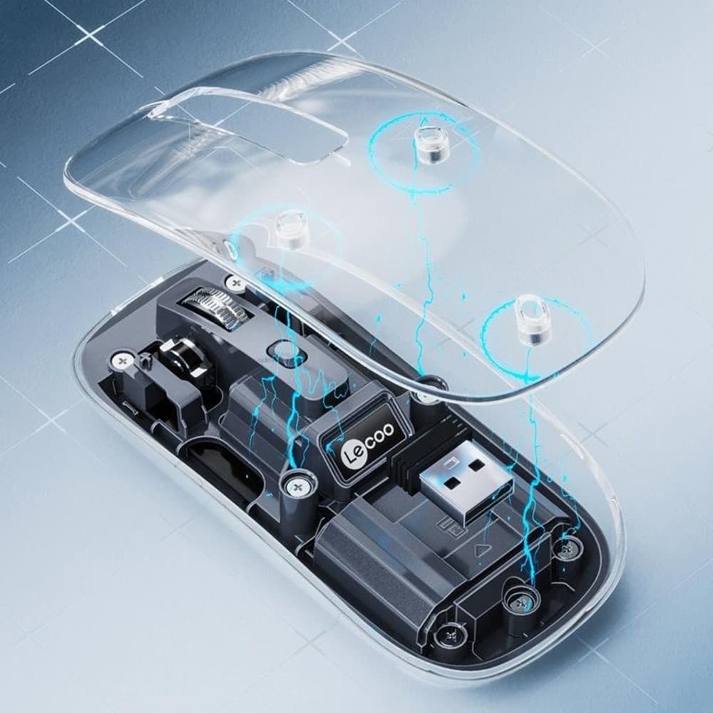 Lenovo Lecoo WS215DM Dual-Mode Wireless Mouse 2.4G & Bluetooth Transparent Optical Mouse view 4