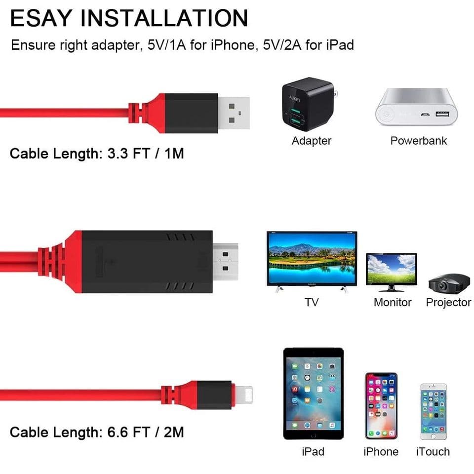 Lightning IPH To HDMI TV Cable For TV Projectors view 3