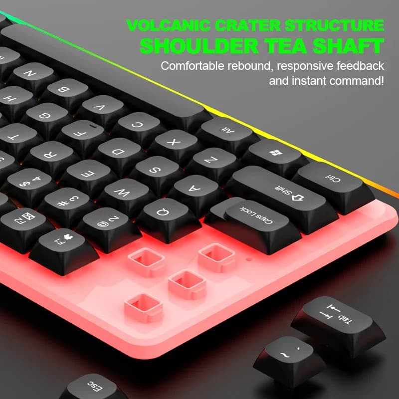 LIMEIDE GTX350 Wired Membrane Gaming Office Keyboard Mouse With Colorful Lighting 104 Keys view 3