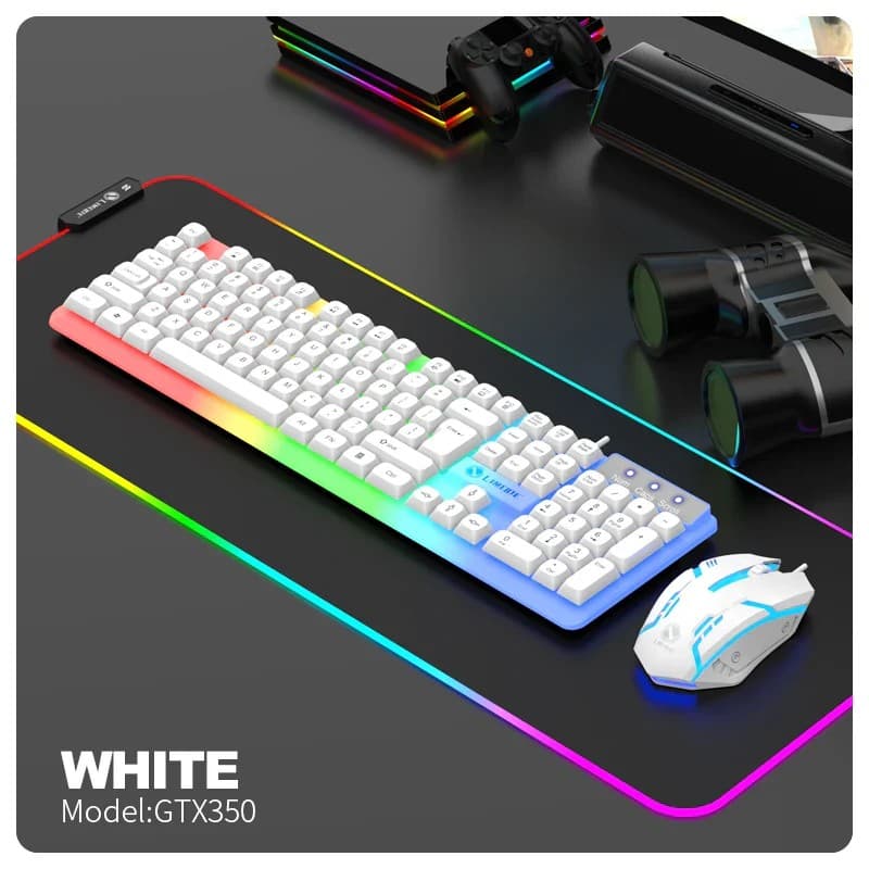 LIMEIDE GTX350 Wired Membrane Gaming Office Keyboard Mouse With Colorful Lighting 104 Keys view 2