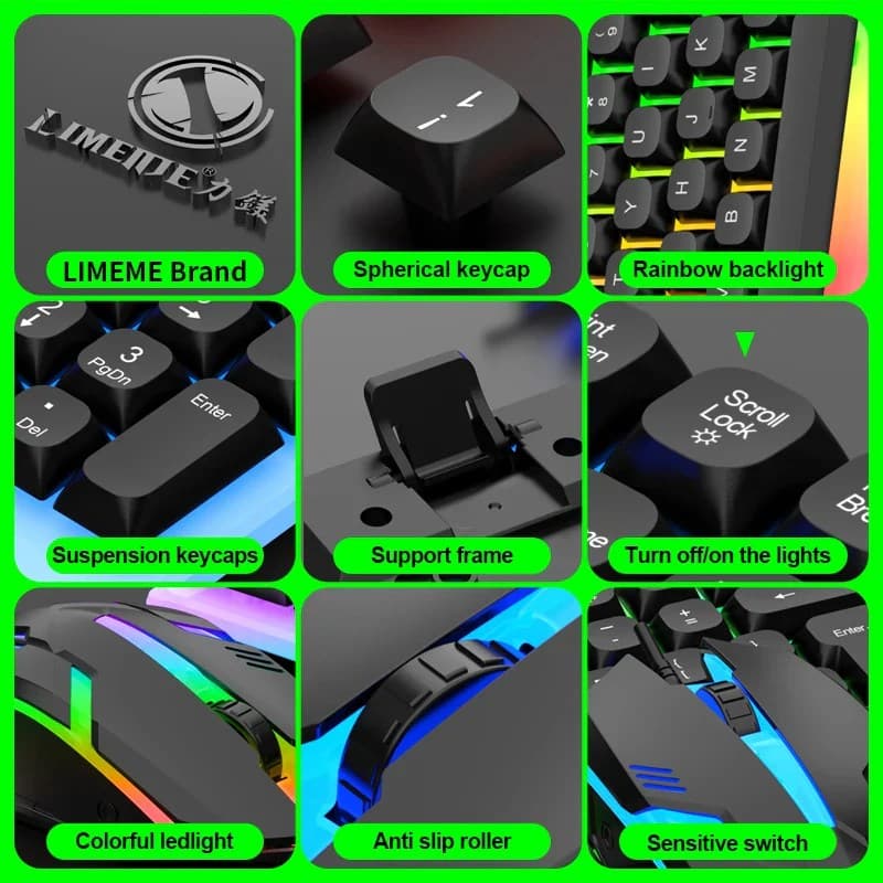 LIMEIDE TX35 Wired Membrane Gaming Office Keyboard With Colorful Lighting 104 Keys view 4