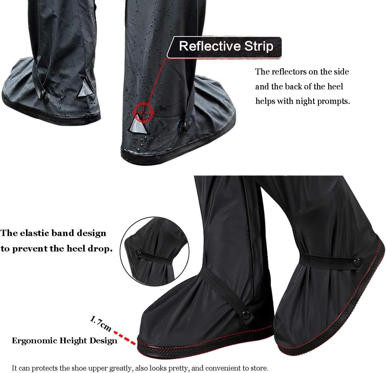 Long Waterproof Shoe Covers for both Men and women Waterproof Boot , sneaker, shoes Rain Shoe Covers Reusable & Foldable Motorcycle Cycling Bike Knee Boots Shoes Cover view 4