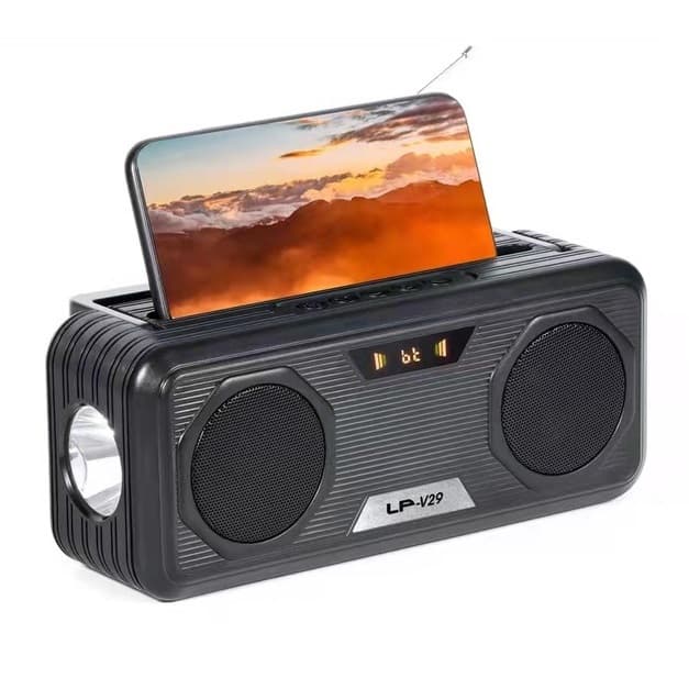 LP V29 TWS Wireless Bluetooth Portable Speaker Solar Rechargeable Torch Light Super Bass view 1