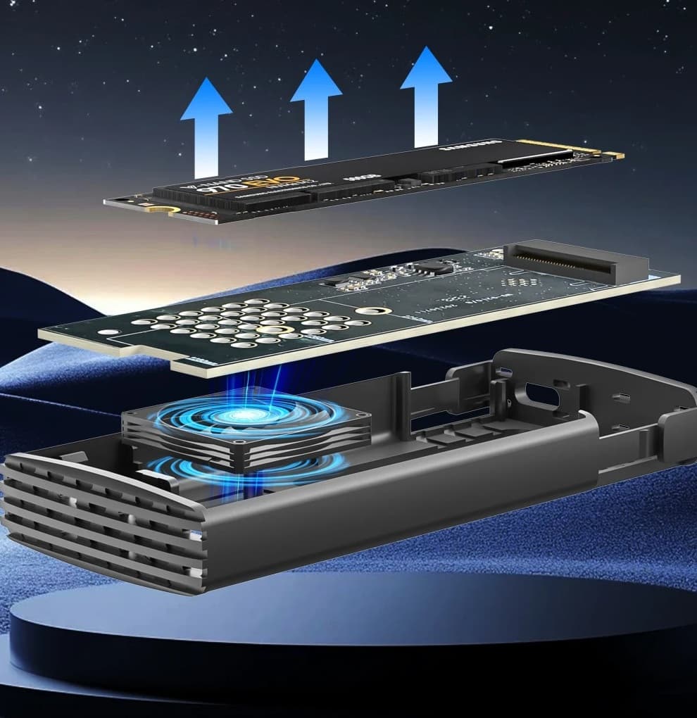M.2 NVMe SSD Case With Cooling Fan view 3