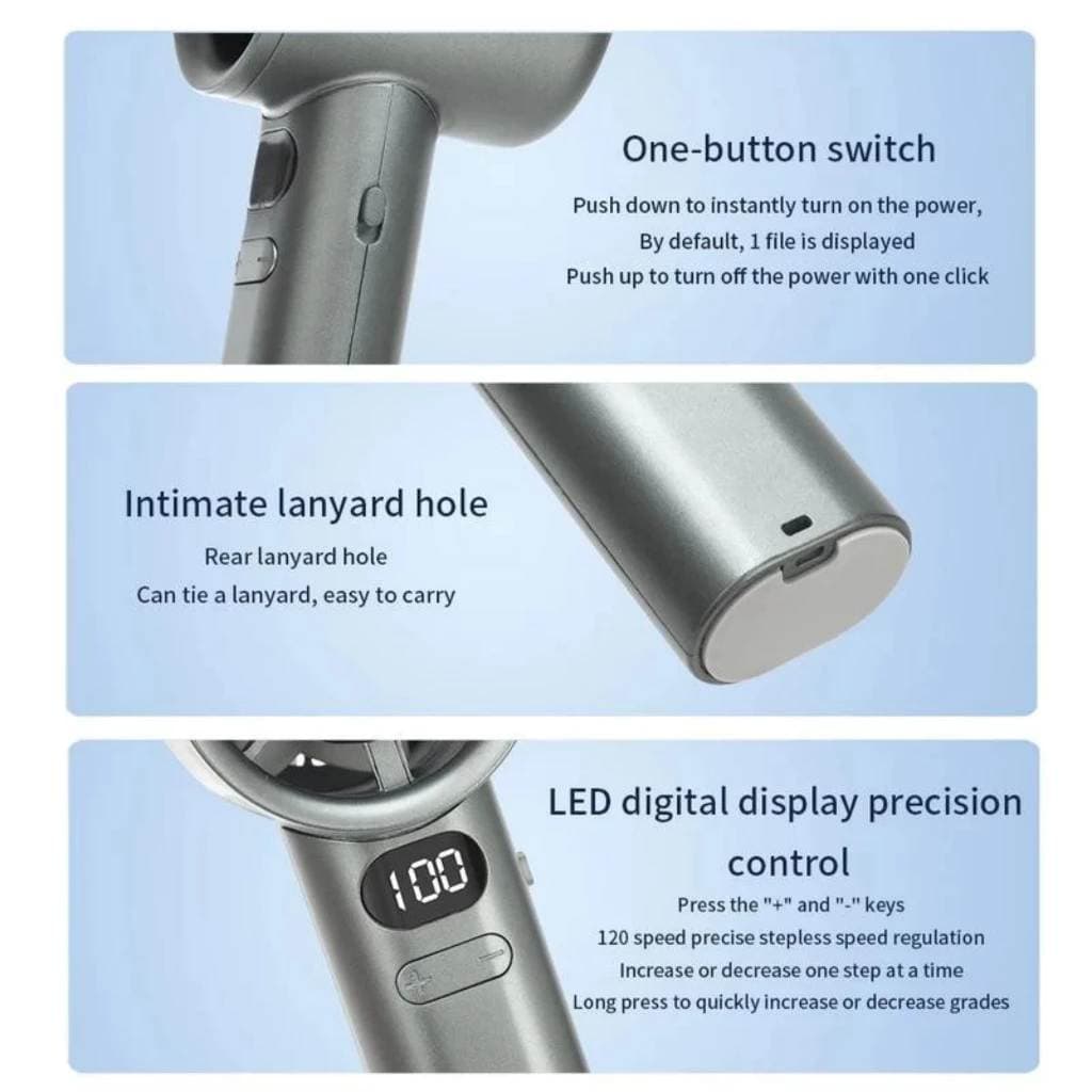 M11 Portable Mini High Speed Handy Fan Type C Rechargeable view 2