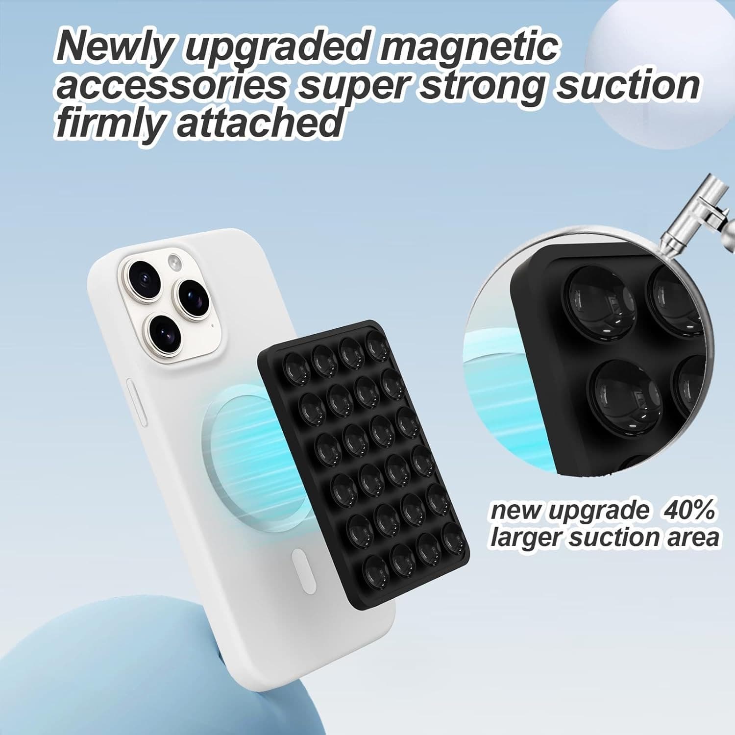 Magnetic Suction Phone Mount For MagSafe Removable Sticky Grip Holder For Hands-Free Video & Selfies view 4