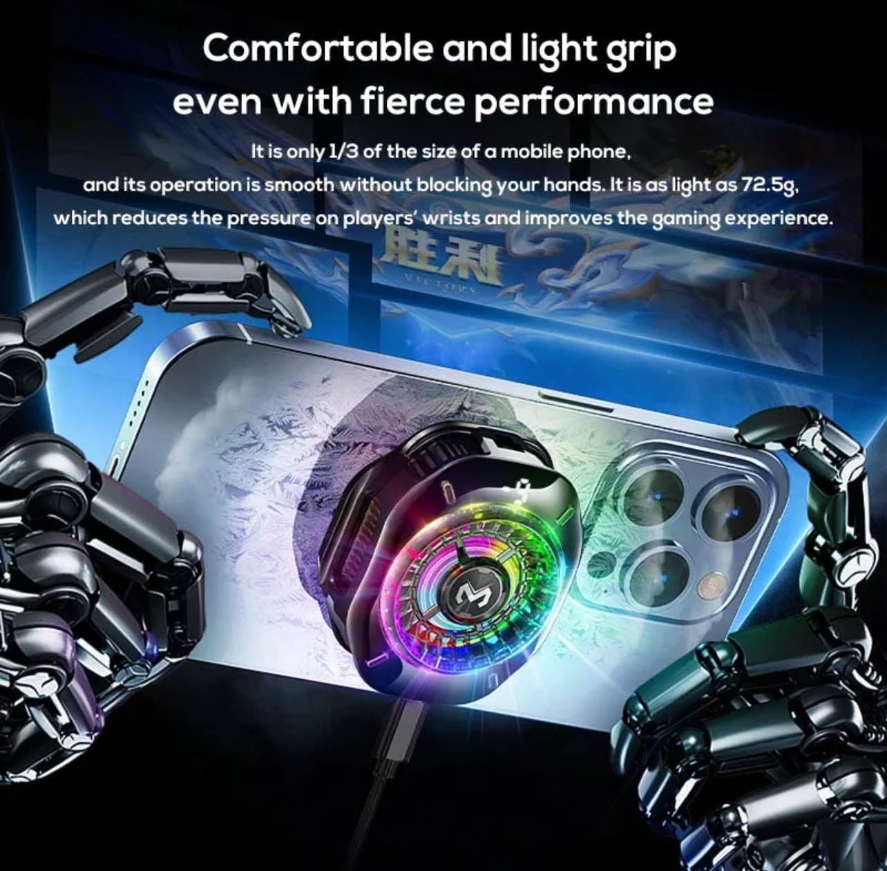 Memo CX10 Mobile Cooler With Circular RGB Lighting view 4