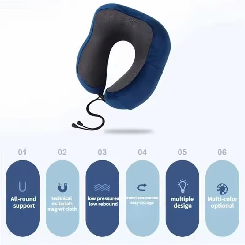 Memory Foam U-Shaped Neck Pillow for Travel Soft Massage & Cervical Support view 5