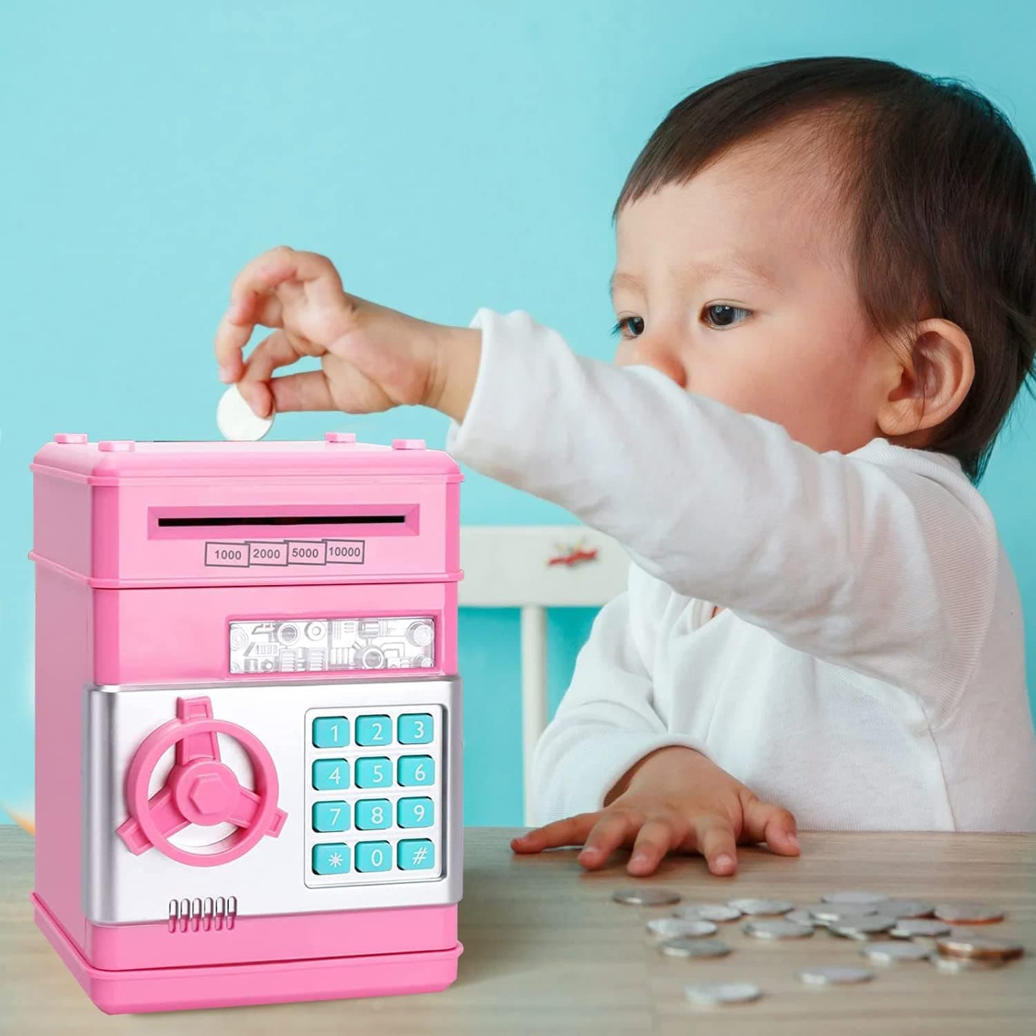Mini ATM Piggy Bank for Kids Password Coin & Cash Saving Box Toy view 3