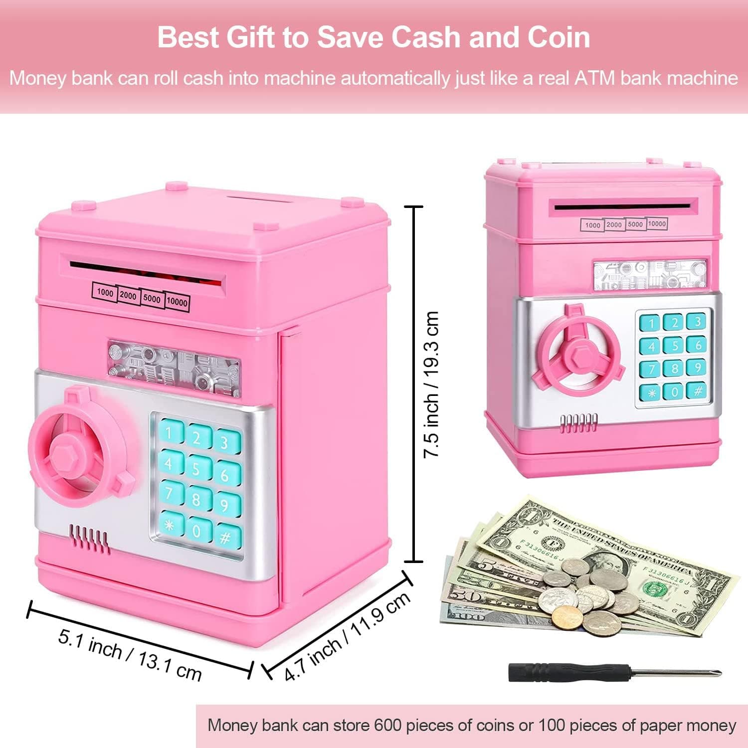 Mini ATM Piggy Bank for Kids Password Coin & Cash Saving Box Toy view 5