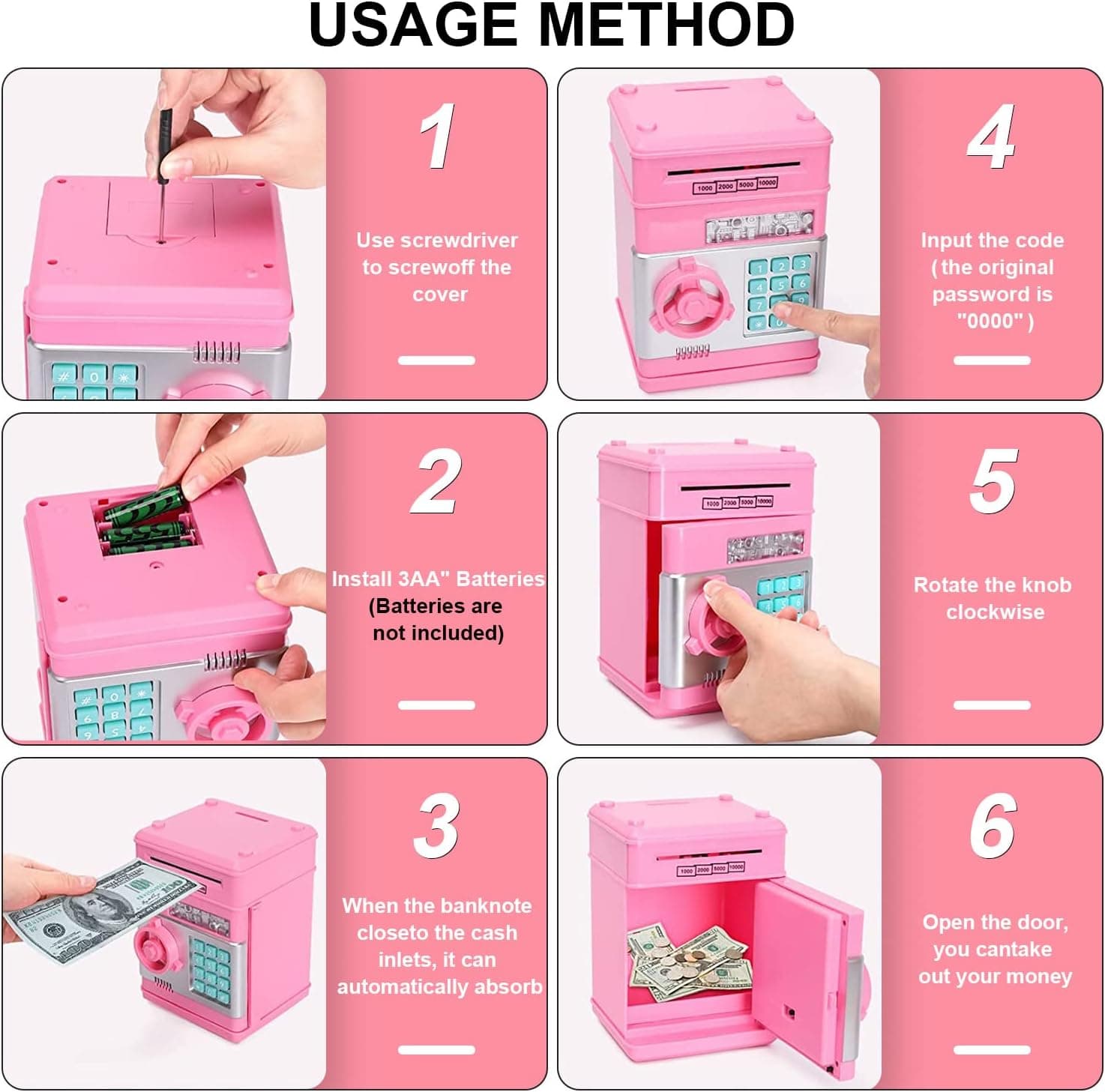 Mini ATM Piggy Bank for Kids Password Coin & Cash Saving Box Toy view 4