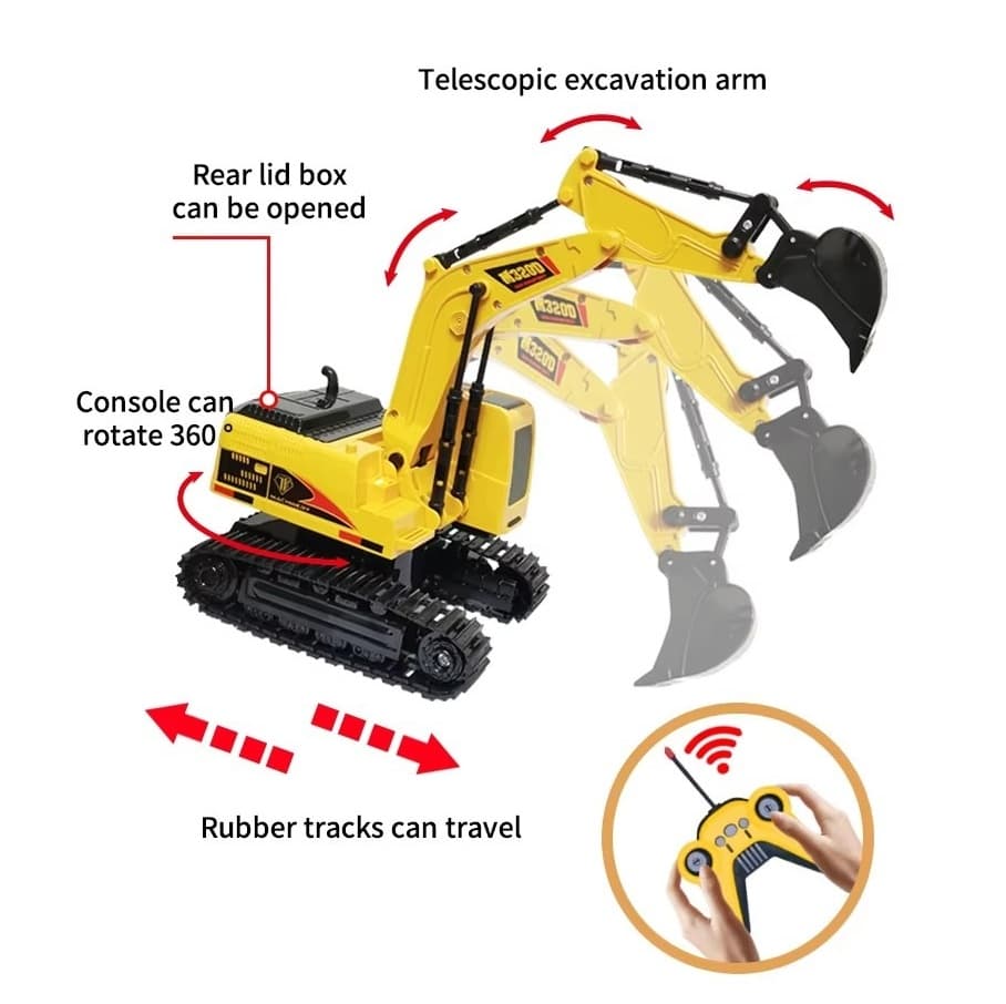 Mini Builder’s Dream Fully Functional Remote Control Construction Excavator Toy for Kids view 3