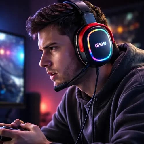 Misde G93 USB Over Ear Gaming Headset With Noise Isolating Microphone And LED Lighting view 2