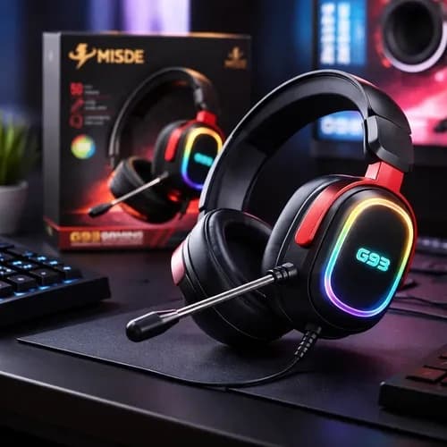 Misde G93 USB Over Ear Gaming Headset With Noise Isolating Microphone And LED Lighting view 5