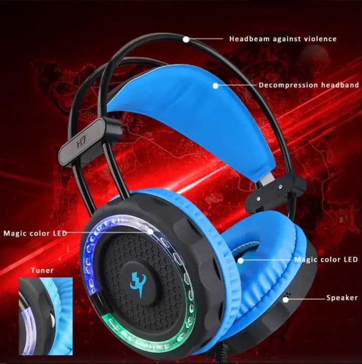 Misde H7 Surround Deep Bass Stereo Sound Usb Led Light Gaming Headphone With Mic view 2