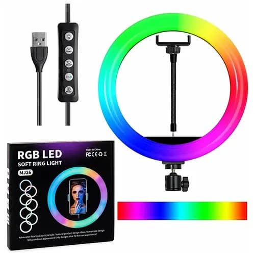 MJ26 RGB LED Ring Light Set With Tripod Stand And Phone Holder view 2