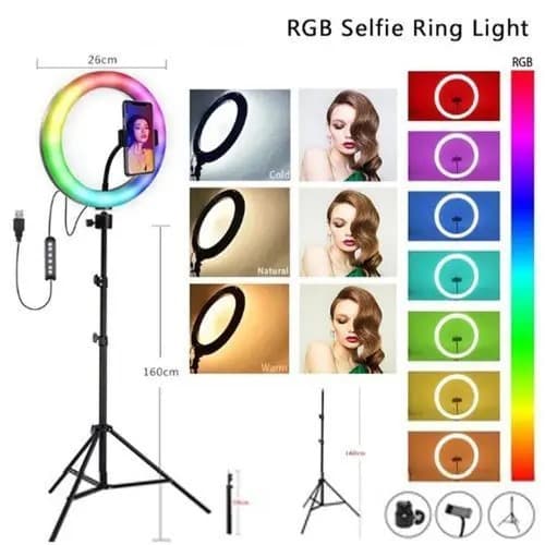 MJ26 RGB LED Ring Light Set With Tripod Stand And Phone Holder view 3